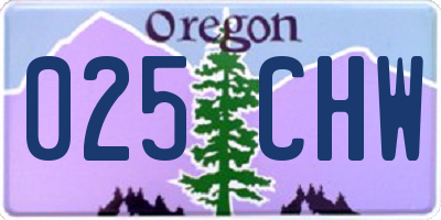 OR license plate 025CHW