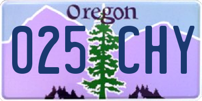 OR license plate 025CHY