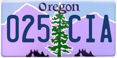 OR license plate 025CIA
