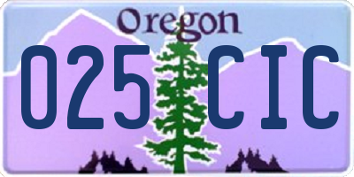 OR license plate 025CIC