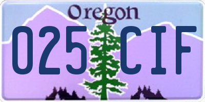 OR license plate 025CIF