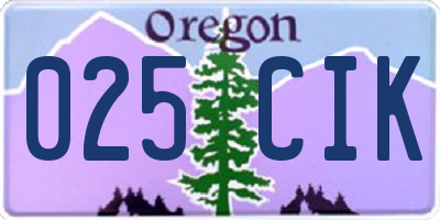 OR license plate 025CIK