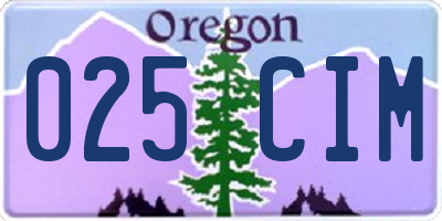 OR license plate 025CIM