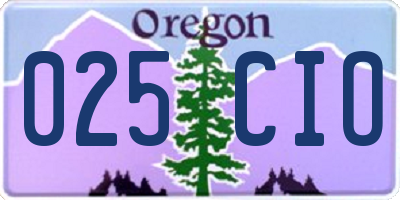 OR license plate 025CIO