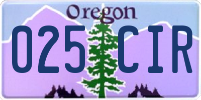 OR license plate 025CIR