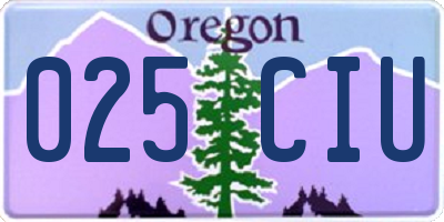 OR license plate 025CIU