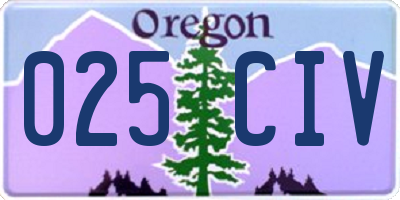 OR license plate 025CIV