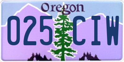 OR license plate 025CIW