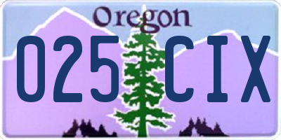 OR license plate 025CIX