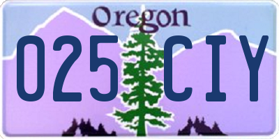 OR license plate 025CIY