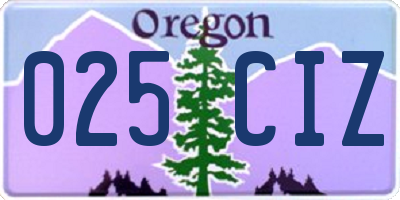 OR license plate 025CIZ