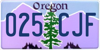 OR license plate 025CJF