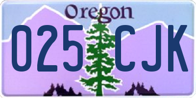 OR license plate 025CJK