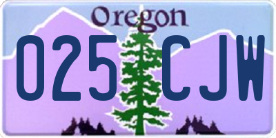 OR license plate 025CJW