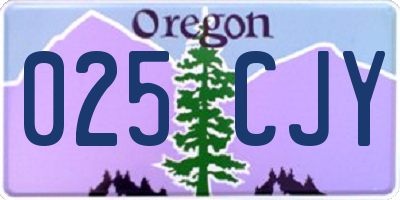 OR license plate 025CJY