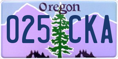 OR license plate 025CKA
