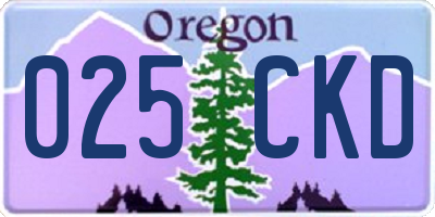 OR license plate 025CKD