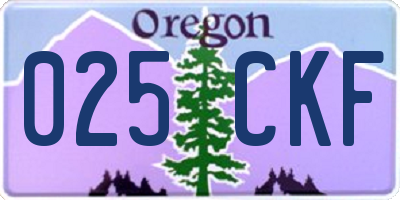 OR license plate 025CKF