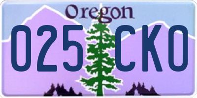 OR license plate 025CKO
