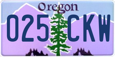 OR license plate 025CKW