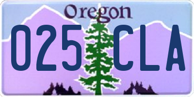 OR license plate 025CLA