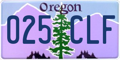 OR license plate 025CLF