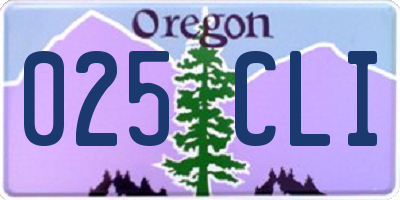 OR license plate 025CLI