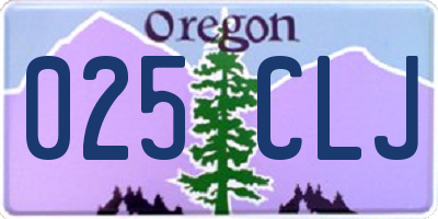 OR license plate 025CLJ