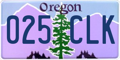 OR license plate 025CLK