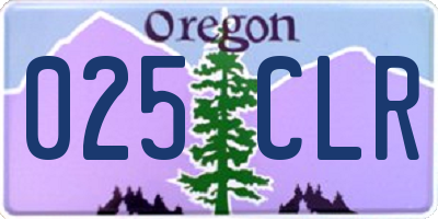 OR license plate 025CLR