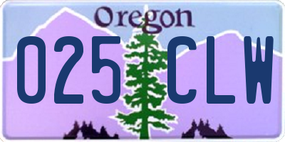 OR license plate 025CLW