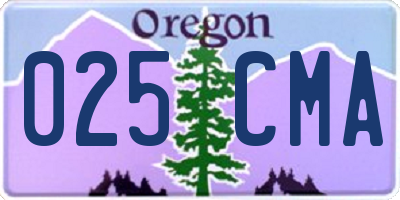 OR license plate 025CMA