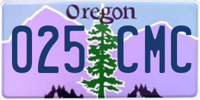 OR license plate 025CMC