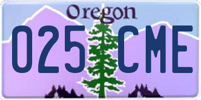 OR license plate 025CME