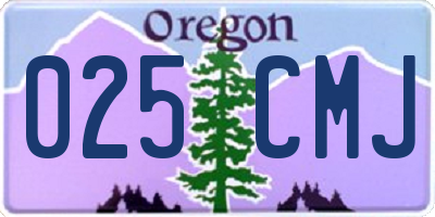 OR license plate 025CMJ
