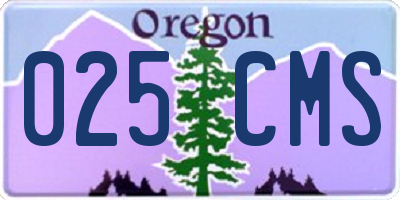 OR license plate 025CMS
