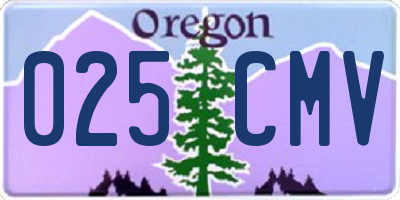 OR license plate 025CMV