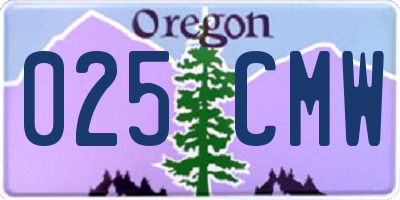 OR license plate 025CMW