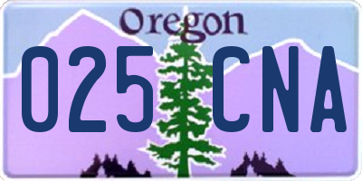 OR license plate 025CNA