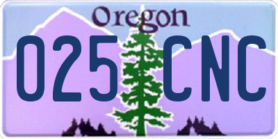 OR license plate 025CNC