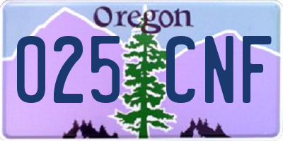 OR license plate 025CNF