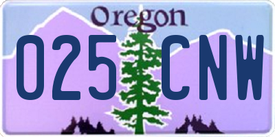 OR license plate 025CNW