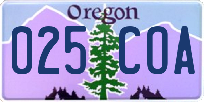 OR license plate 025COA