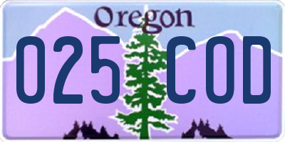 OR license plate 025COD
