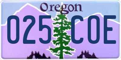 OR license plate 025COE