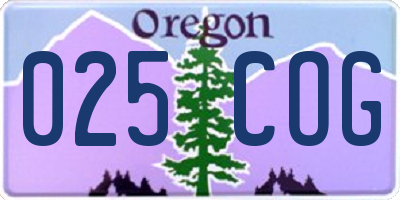 OR license plate 025COG