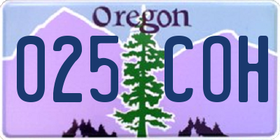 OR license plate 025COH