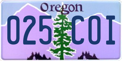 OR license plate 025COI
