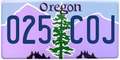 OR license plate 025COJ