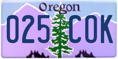 OR license plate 025COK